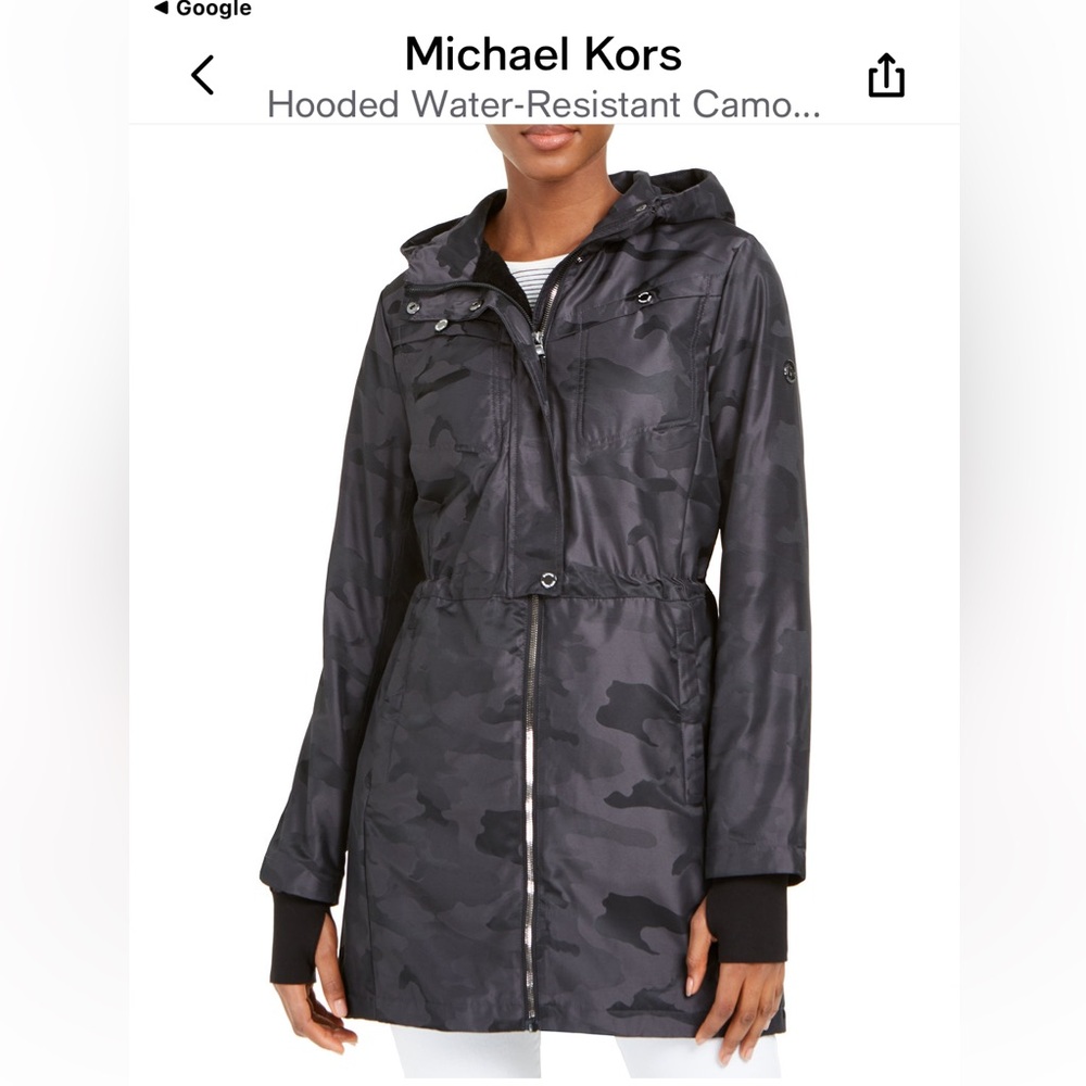 Michael Kor Michael Kors Women's Black/Olive Camouflage Hooded Water-Resistant